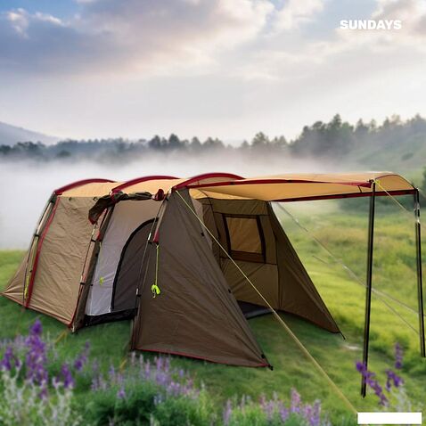 Кемпинговая палатка Sundays ZC-TT105-4 (серебристый/коричневый край)
