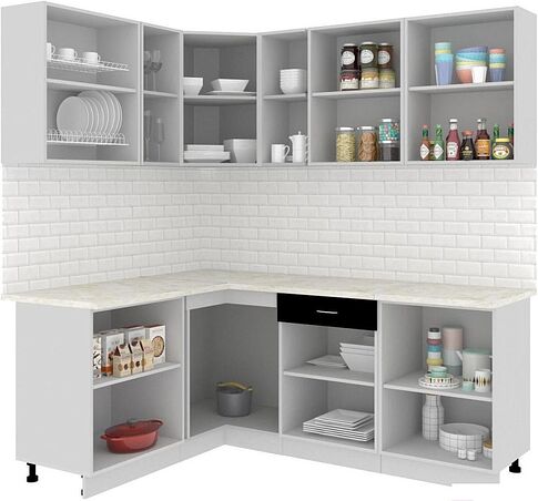 Угловая кухня Кортекс-мебель Корнелия Экстра 1.5x2.1м (дуб сонома/королевский опал)