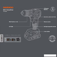 Дрель-шуруповерт Daewoo Power DAA 3021Li Set (с 2-мя АКБ, кейс) Дрель-шуруповерт Daewoo Power DAA 3021Li Set (с 2-мя АКБ, кейс)