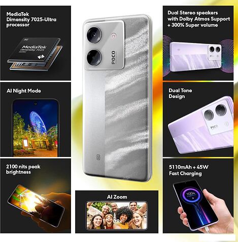 Телефон POCO M7 Pro 5G 8GB/256GB международная версия (серебристый)