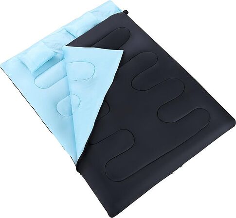 Спальный мешок Sundays ZC-SB017 с двумя подушками (черный/синий)