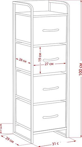 Комод Импэкс Leset Ноа 4 ящика (черный/темно-серый)