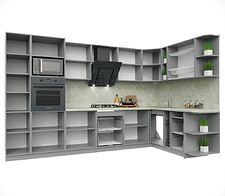 Готовая кухня Интерлиния Мила Пластик 1.88x3.4 правая (черный/белый глянец/опал светлый) Готовая кухня Интерлиния Мила Пластик 1.88x3.4 правая (черный/белый глянец/опал светлый)