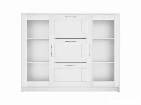 Комод Mio Tesoro Сириус 2 двери со стеклом и 3 ящика 117x95 2.02.03.380.1 (белый)