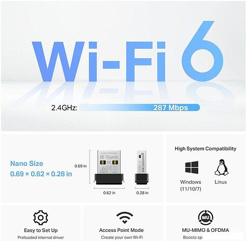 Wi-Fi адаптер TP-Link Archer TX1U Nano