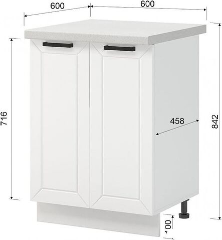Шкаф напольный Mio Tesoro Альфа ШН 600 со столешницей (белый/холст белый/антарес)