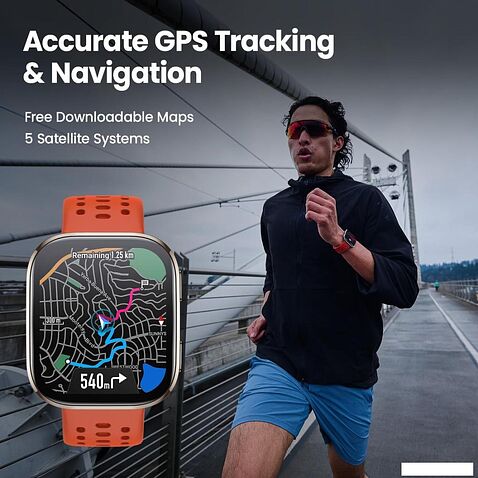 Умные часы Amazfit Bip 6 (титановый, с оранжевым силиконовым ремешком)