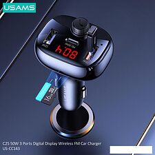 FM-модулятор Usams US-CC143 50W 3 Ports Digital Display Wireless FM FM-модулятор Usams US-CC143 50W 3 Ports Digital Display Wireless FM