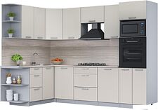Готовая кухня Интерлиния Мила Лайт 1.68x2.8 левая (персидский жемчуг/персид. жемчуг/травертин серый)