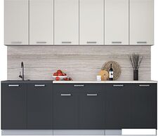 Готовая кухня Интерлиния Мила Лайт 2.4 (персидский жемчуг/антрацит/травертин серый)