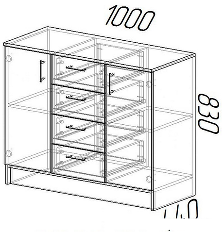 Комод МебельЭра К1000 2Д (шимо)