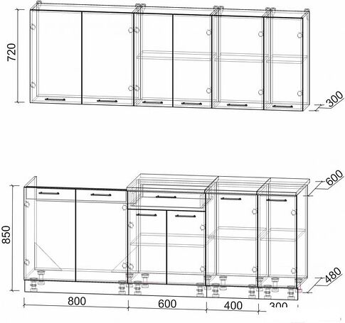 Кухня Интерлиния Мила Лайт 2.1 (вудлайн кремовый/антрацит)