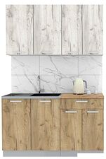 Готовая кухня Интерлиния Мила Лайт 1.4 (дуб белый-дуб золотой-дуб бунратти)