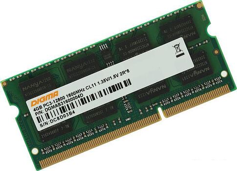 Оперативная память Digma 4ГБ DDR3 SODIMM 1600 МГц DGMAS31600004D