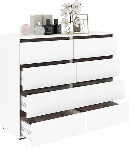 Комод Кортекс-мебель Бари 120 8ш (белый/белый/береза)