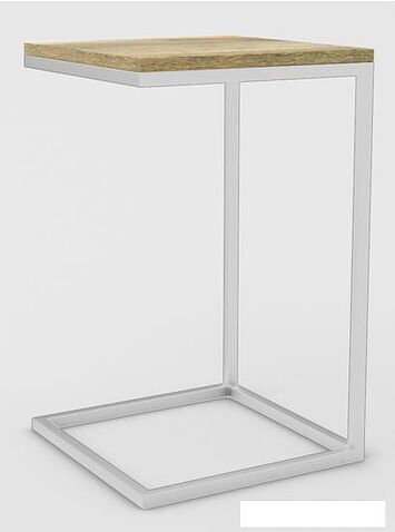 Приставной столик Hype Mebel Лайт 40x40 (белый/дуб галифакс натуральный)