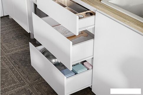 Готовая кухня NN мебель Токио 1.6м (белый текстурный/тростник)