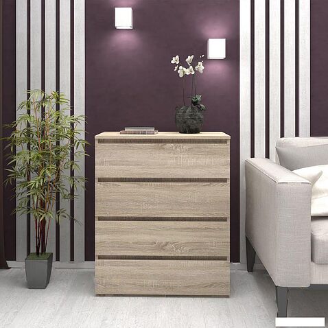 Комод Кортекс-мебель Бари 80 4ш (дуб сонома/дуб сонома/дуб сонома)