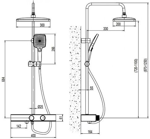 Душевая система  Ekko E2511-8 (белый матовый)