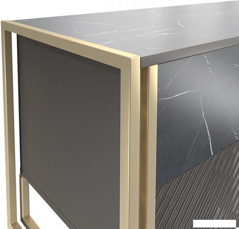 Тумба Involux ТВ Неаполь 6162 (черный мрамор/графит/черный глянец/металл золото)