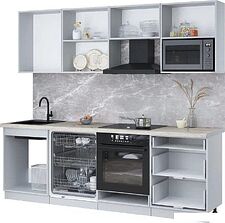 Готовая кухня Интерлиния Мила Лайт 2.4-ПМ2 (дуб золотой/антрацит/дуб бунратти)