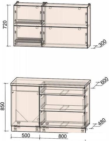 Готовая кухня Интерлиния Мила Матте 1.3 А