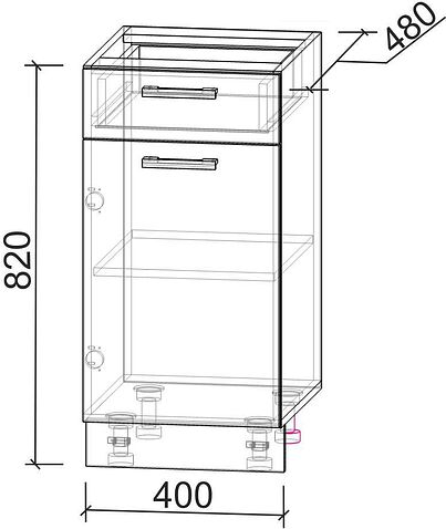 Шкаф напольный Интерлиния Компо НШ40рш1 (белый платинум)