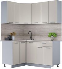 Готовая кухня Интерлиния Мила Лайт 1.2x1.6 (персидский жемчуг/персидский жемчуг/травертин серый)