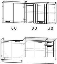 Кухня Интерлиния Мила 19 (дуб белый/дуб серый)