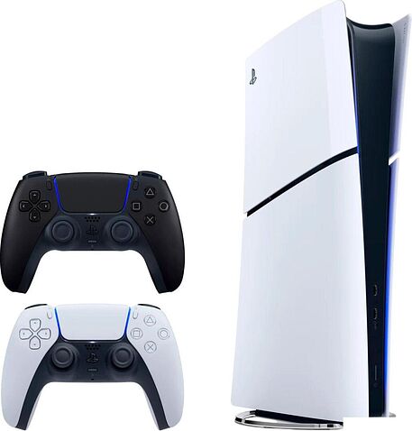 Игровая приставка Sony PlayStation 5 Slim Digital Edition CFI-21XX (2 ревизия, без дисковода, 2 геймпада, белый/черная полночь)