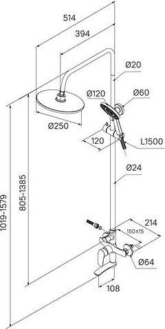 Душевая система  Milardo Rora RORSB4FM06