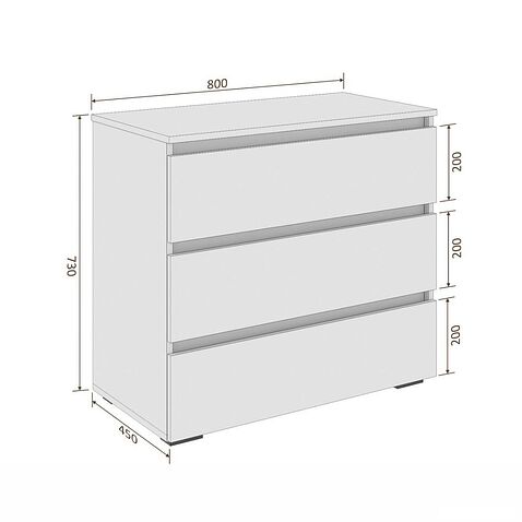 Комод Кортекс-мебель Бари 80 3ш (орех элия/орех элия/орех элия)