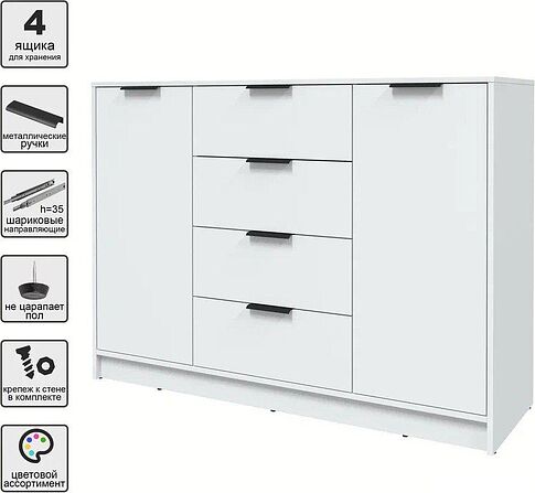 Тумба Интерлиния Концепт КТ-Т140 (белый платинум/белый платинум)