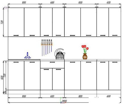 Готовая кухня ЭлиГард Lion 2.8 (персидский жемчуг/дымчатый алмаз/королевский опал)