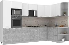 Готовая кухня Интерлиния Мила Лайт 1.68x3.2 правая (белый платинум/бетон/бискайская сосна) Готовая кухня Интерлиния Мила Лайт 1.68x3.2 правая (белый платинум/бетон/бискайская сосна)