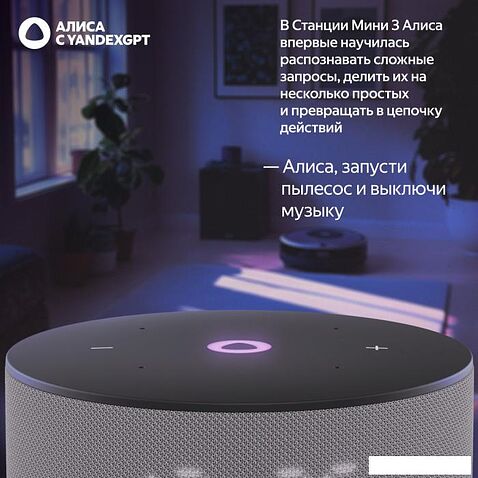 Умная колонка Яндекс Станция Мини 3 с часами (серый)