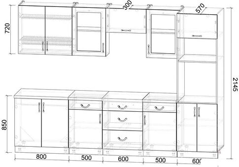 Готовая кухня Интерлиния Мила Крафт 3.0 (дуб английский)