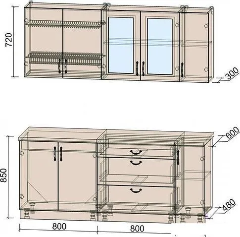 Готовая кухня Интерлиния Мила Крафт 1.9Б (дуб королевский)
