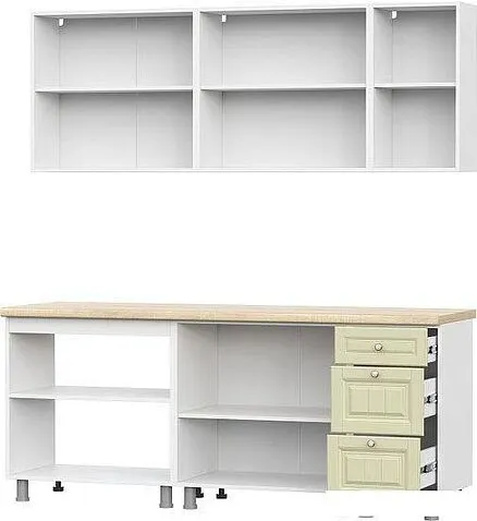 Готовая кухня SV-Мебель Прованс 2.0м МДФ без столешниц (белый/фисташковый текстурный/фисташковый текстурный)