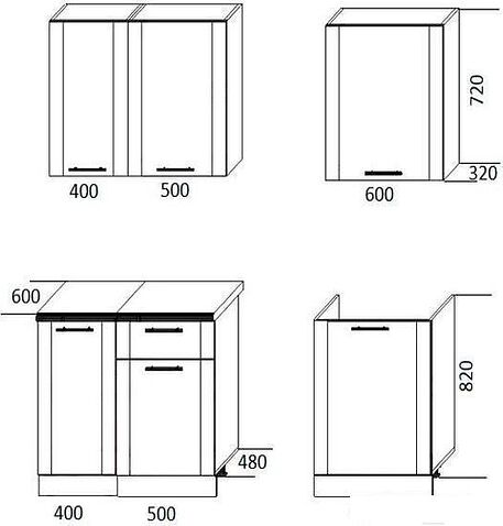 Готовая кухня ЭлиГард Виктория 1.5 (белый/рамка дуб венге/белый)