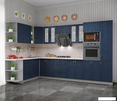 Готовая кухня Интерлиния Мила Крафт 1.88x3.4 левая (дуб королевский)