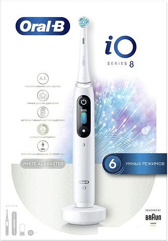 Электрическая зубная щетка Oral-B iO 8 (белый, 1 насадка)
