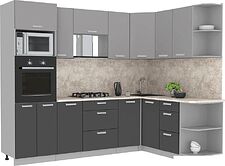Готовая кухня Интерлиния Мила Лайт 1.68x2.6 правая (серебристый/антрацит/малага) Готовая кухня Интерлиния Мила Лайт 1.68x2.6 правая (серебристый/антрацит/малага)