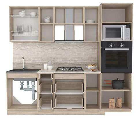 Готовая кухня Интерлиния Мила 2.4 ВТ (серебристый/антрацит/малага)