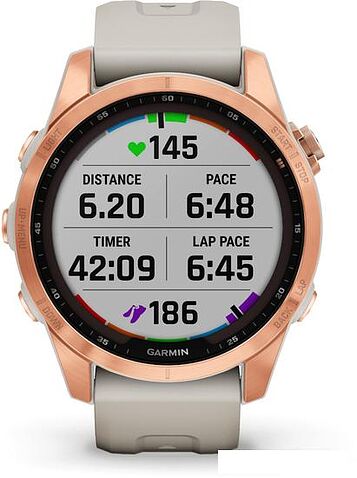 Умные часы Garmin Fenix 7S Solar 42 мм (розовое золото/песочный)
