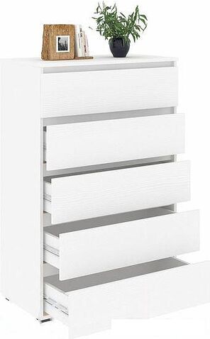 Комод Кортекс-мебель Бари 80 5ш (белый/белый/белый)