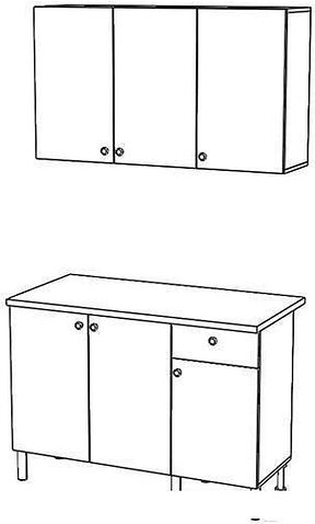 Готовая кухня Горизонт Point 120 (золото/бетон)