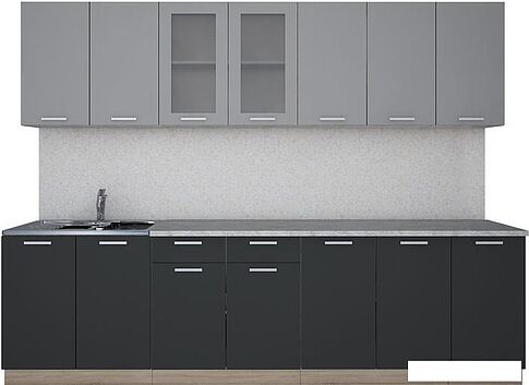 Готовая кухня Интерлиния Мила 28 (антрацит/серебро)