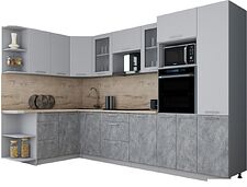 Готовая кухня Интерлиния Мила Gloss 1.68x3.2 левая (пепел софт/керамика/травертин серый) Готовая кухня Интерлиния Мила Gloss 1.68x3.2 левая (пепел софт/керамика/травертин серый)