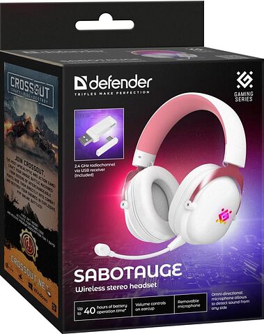 Наушники Defender Sabotauge (белый/розовый)